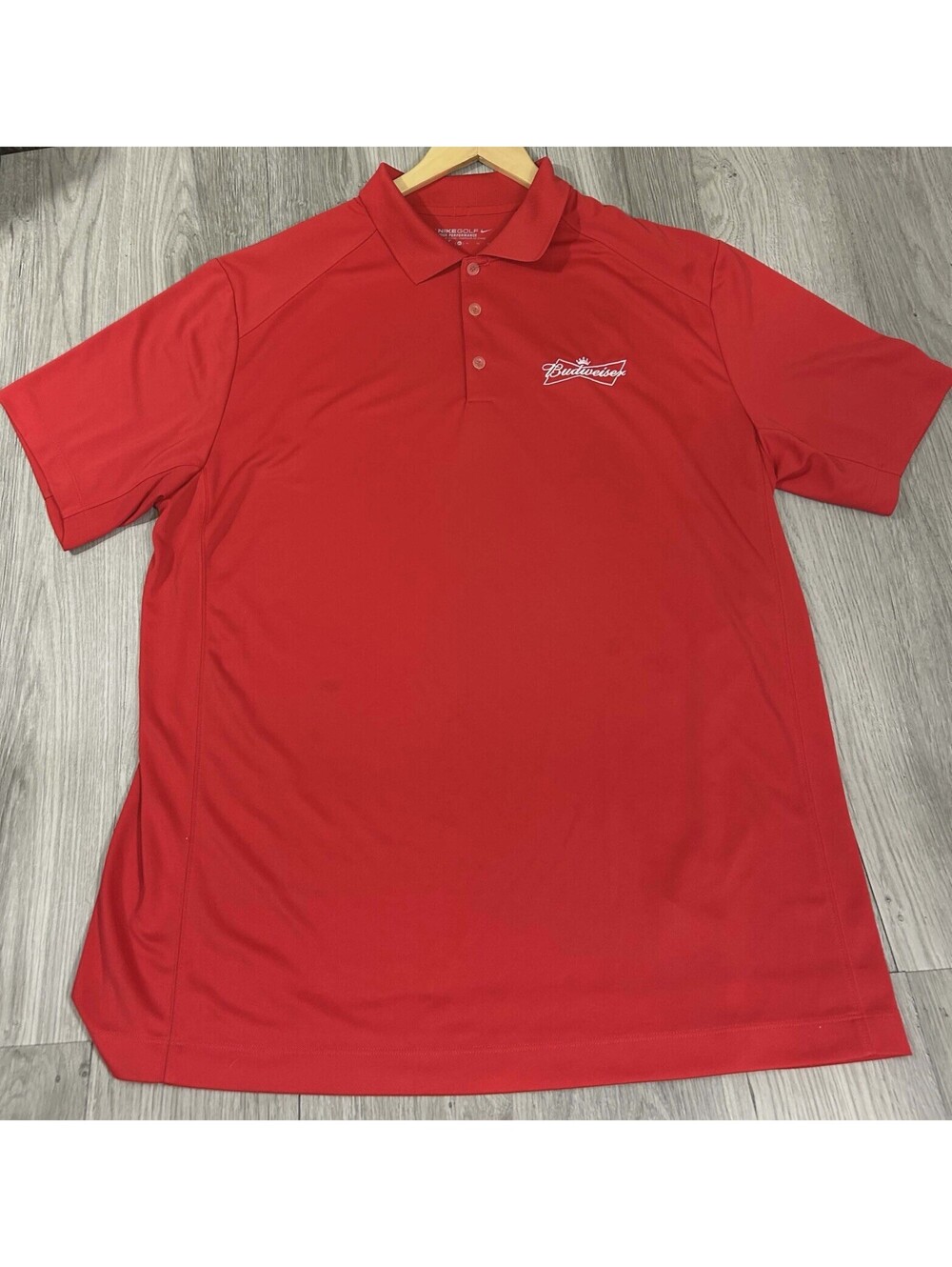 Nike Golf Budweiser Polo Shirt Mens XL Red Dri Fit Tour Performance #14